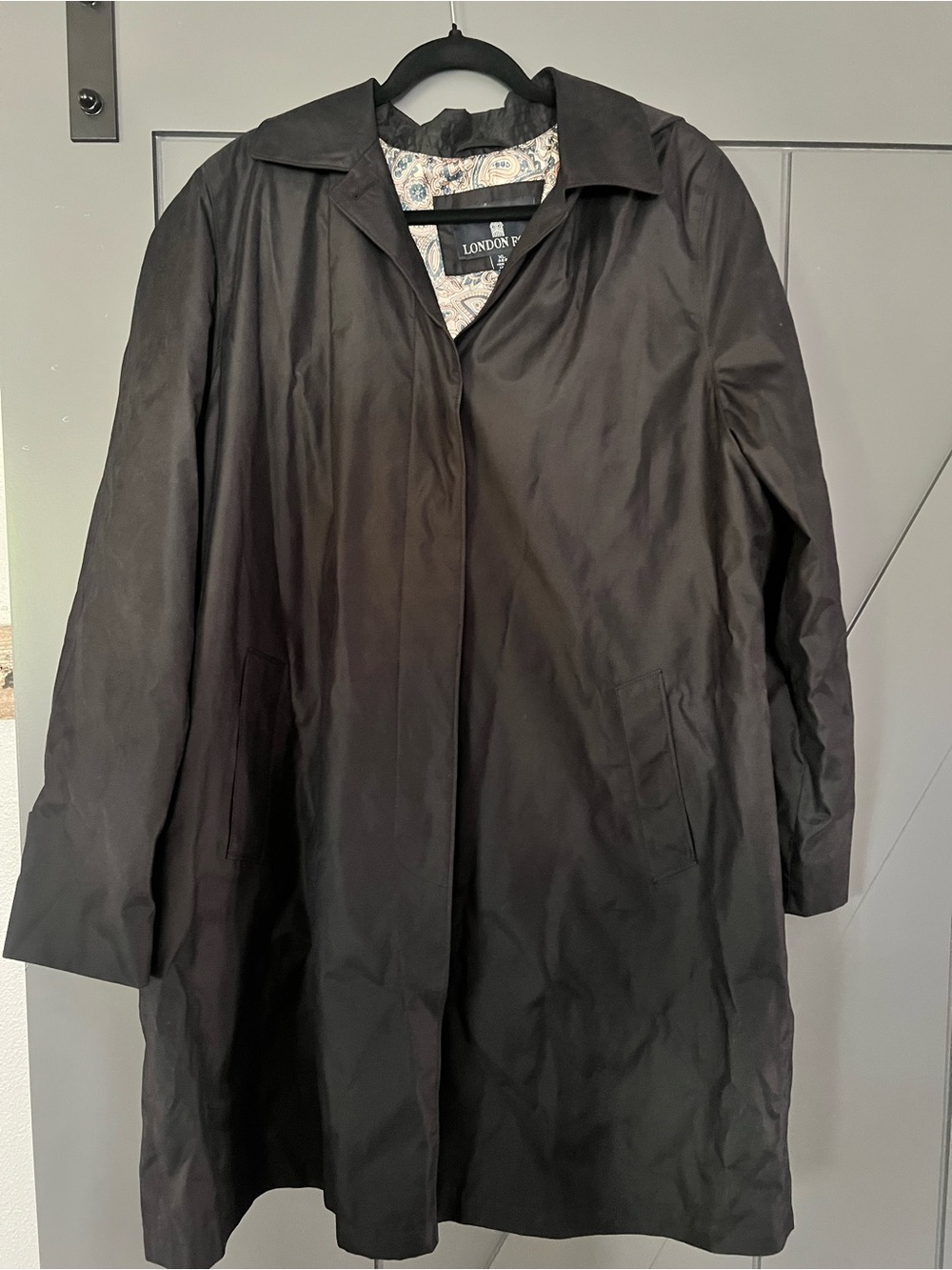 London Fog Black Raincoat Hooded Trench Coat XL